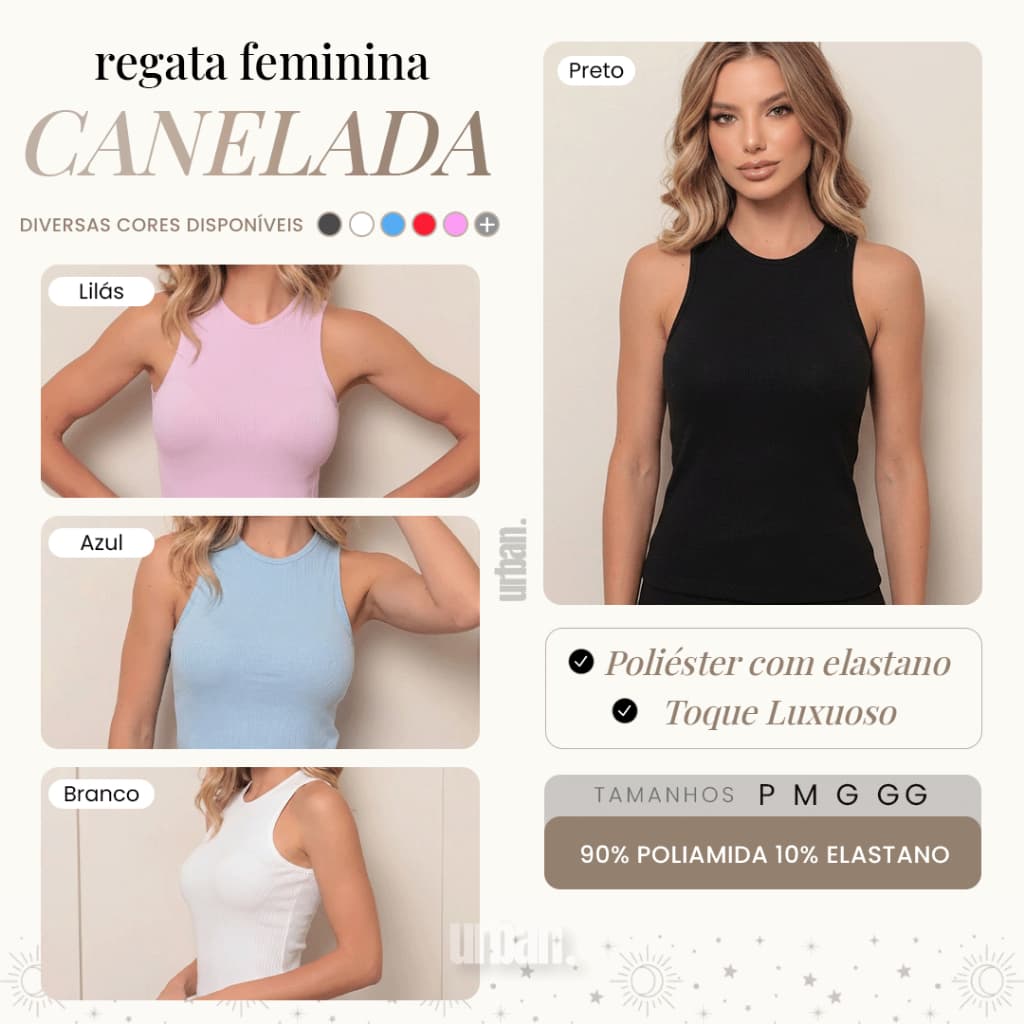 Regata Cropped Canelado Feminina Básica com Poliamida com Elastano