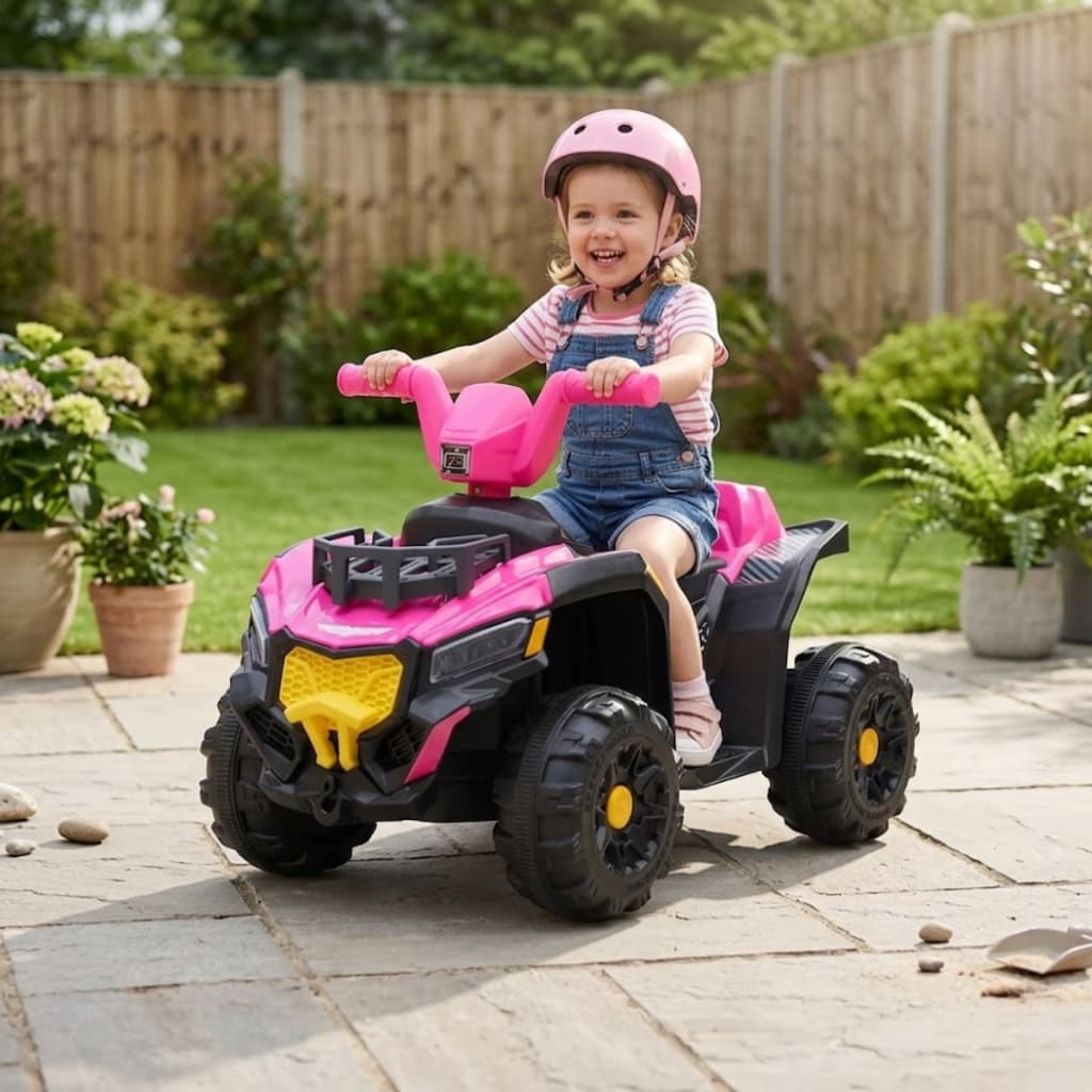 Quadriciclo Elétrico Infantil Rosa Azul Brinquedo Criança 6V com Luz Led Motoca Bateria Recarregável