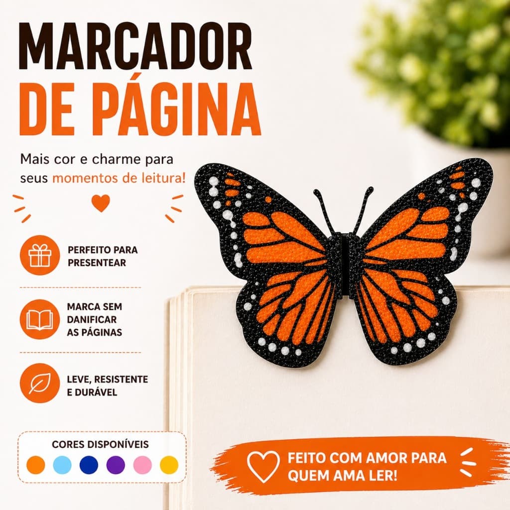 \ Livro \ Marcador de Página Borboleta 🦋 | Presente Perfeito | Kit | Livro | Colorido, Resistente e Delicado |