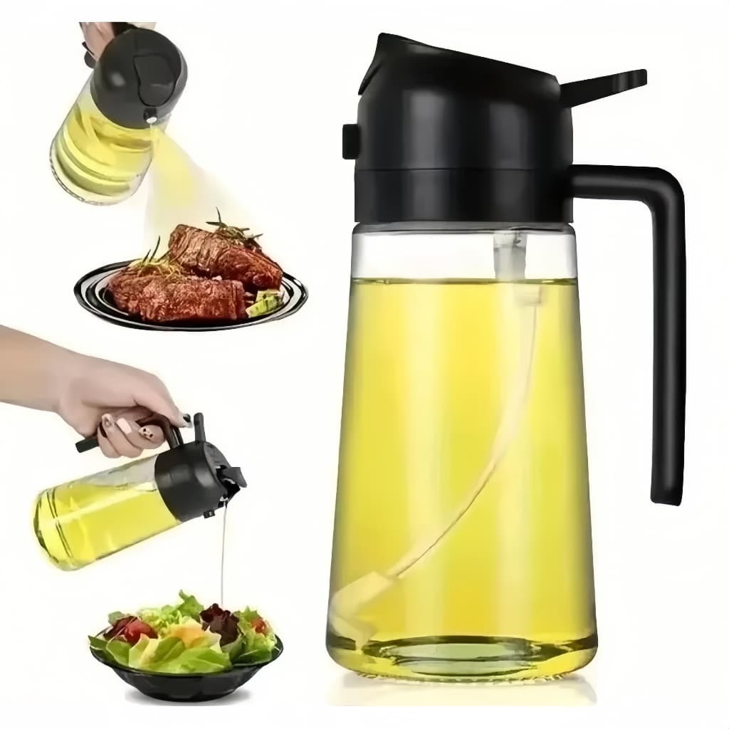 Galheteiro Spray Borrifador Dosador 2 Em 1 Vidro 470ml Para Azeite Óleo Vinagre Cozinha