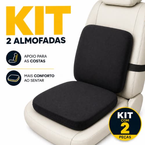 KIT Assento + Encosto Lombar Almofada para Banco de Carro Cadeira de Escritório Conforto