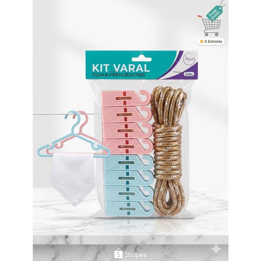 KIT VARAL 5M C 8 PRENDEDORES