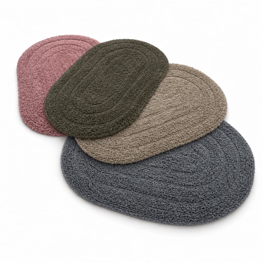 Tapete Banheiro Oval Colors de Algodão 40x60cm - Macio, semi felpudo e absorvente