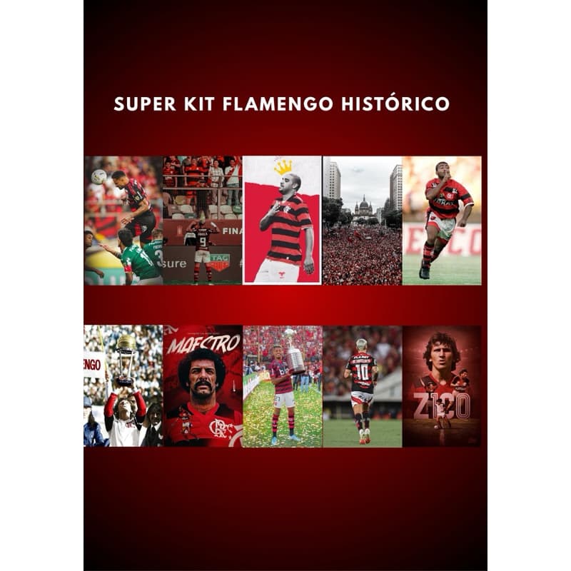 Super kit 10 quadros decorativos placa decorativa para presente decoração Flamengo Campeão, mengão histórico, malvadão.