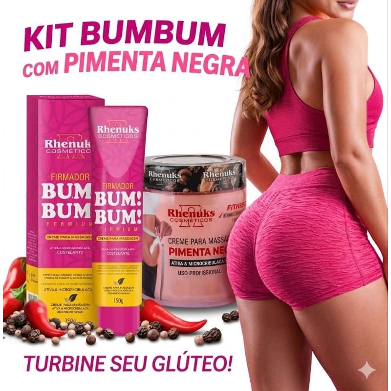 Kit Rhenuks Termogênico + Gel Firmador Bumbum: Redutor de Medidas e Firmeza Total - Efeito Detox