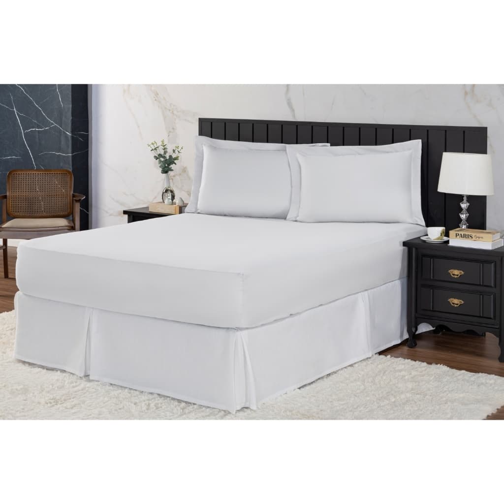Jogo de Cama King Percal 400 Fios 3 Pçs Com Barra