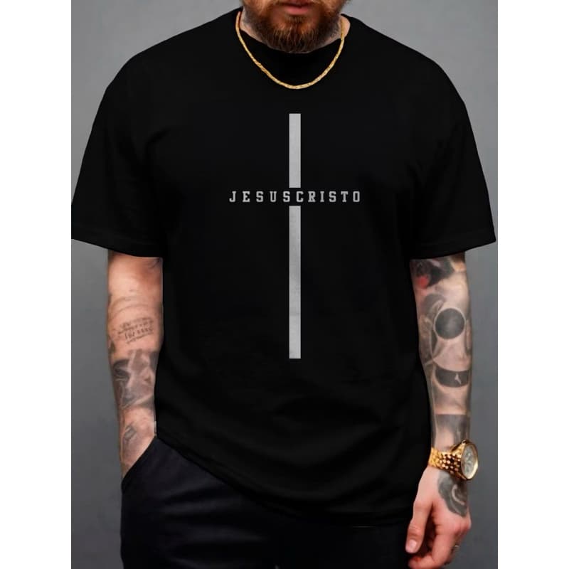 Camiseta T-Shirt Masculina Jesus Cruz Camisa100% Algodão