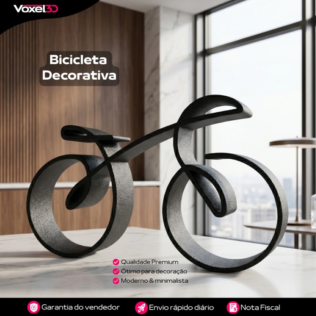 Escultura Decorativa Bicicleta Minimalista em 3D Peça Moderna para Sala Escritório Decoração Criativa Design Elegante