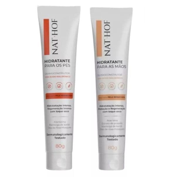 Kit NAT HOF Pés e Mãos 80g – Hidratação Intensa, Toque Seco e Sem Parabenos