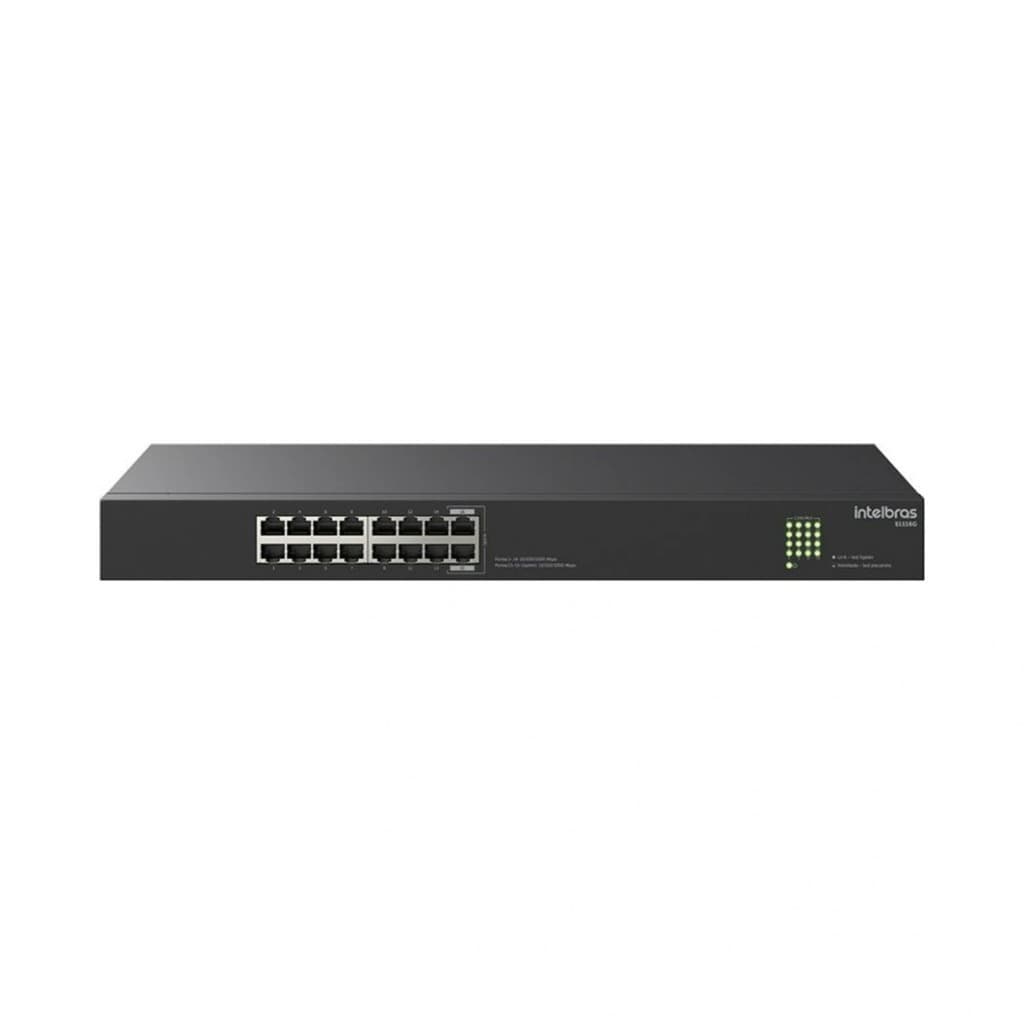 Switch 16 Portas Gigabit 10/100/1000 S1116G Intelbras 1Gbps QoS Plug & Play Rack Rede Corporativa