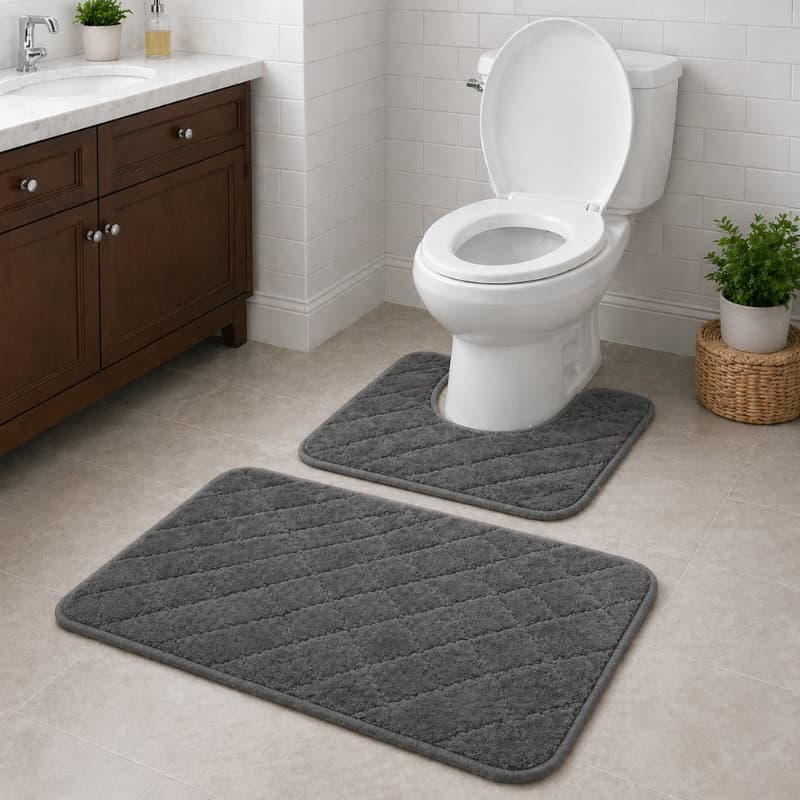 Jogo Tapete Banheiro 2 Peças Macio Antiderrapante Tapete para Vaso Sanitário + Piso Oferta  |3998|