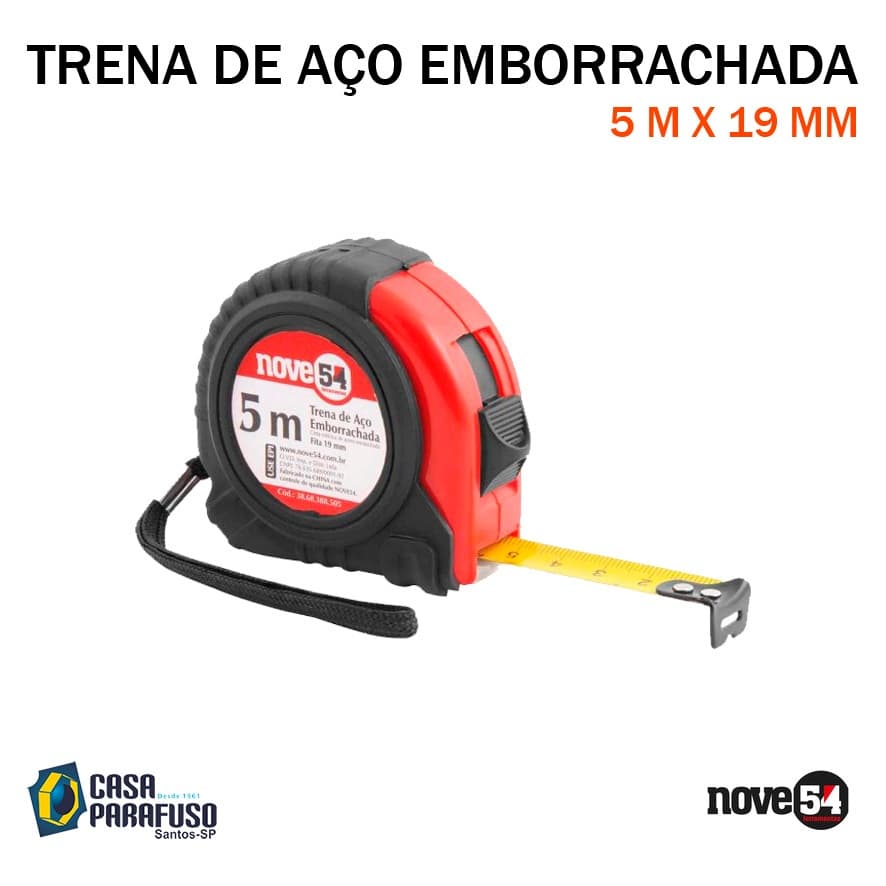 TRENA DE AÇO EMBORRACHADA - 5 m x 19 mm - NOVE54