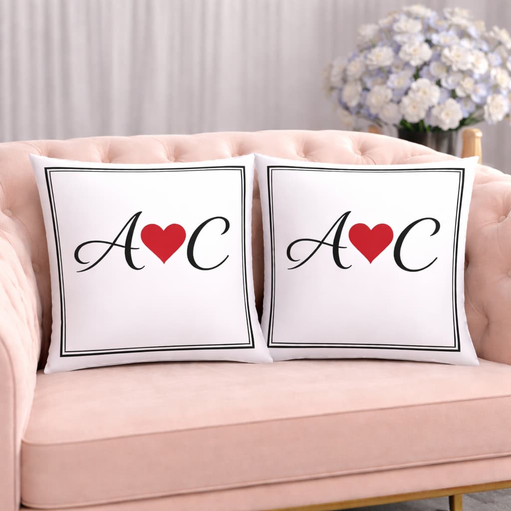 KIT 2 Capas Para Almofadas Decorativas de Luxo, Estilo Moderno SUA INICIAL AQUI PRETO Amor Sublimadas 45x45