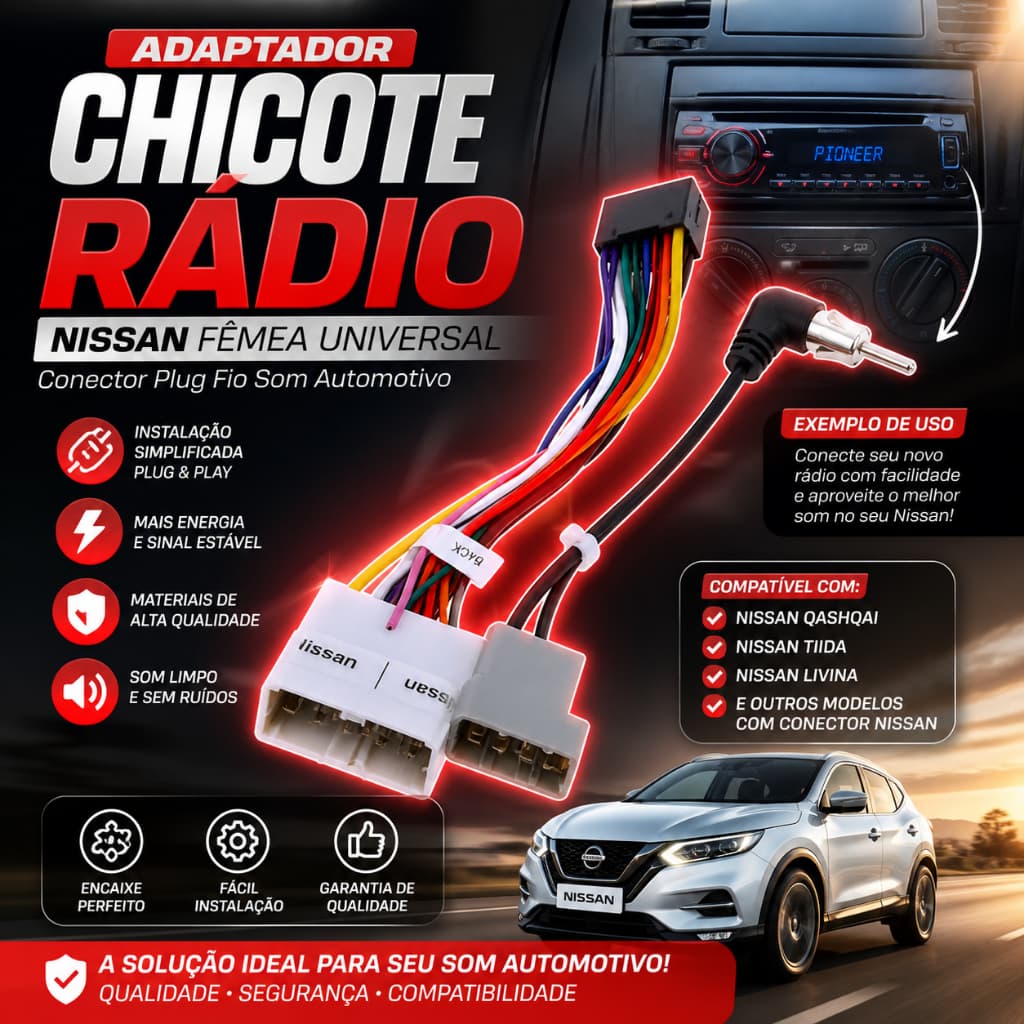 Universal Fêmea Cablagem, Adaptador de Rádio do Carro, Conector Fio Plug para Nissan, Qashqai, Tiida, Tiida, Liwei