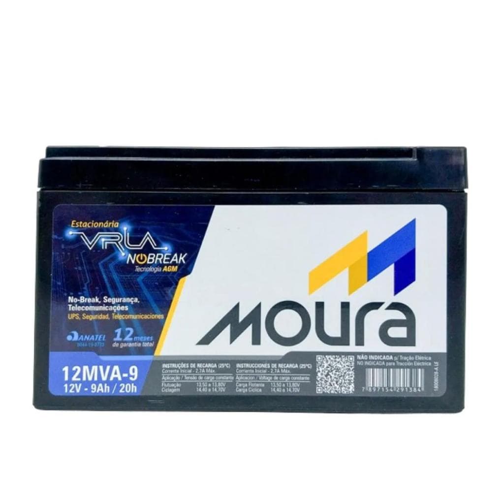12V 9AH MOURA PARA NO BREAK , ALARMES , PULVERIZADOR E BRINQUEDOS.