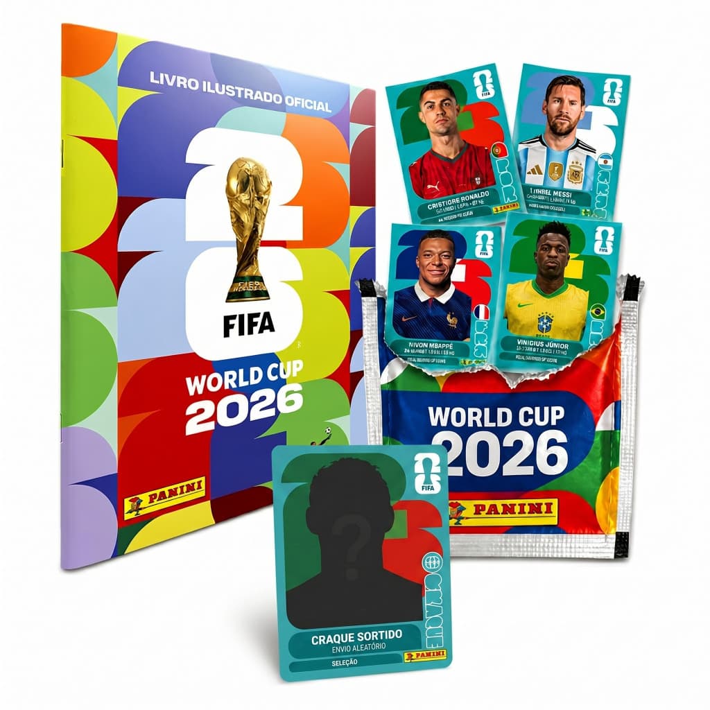 Álbum Copa Do Mundo 2026 Capa Mole + 1 Figurinha Jogador Top