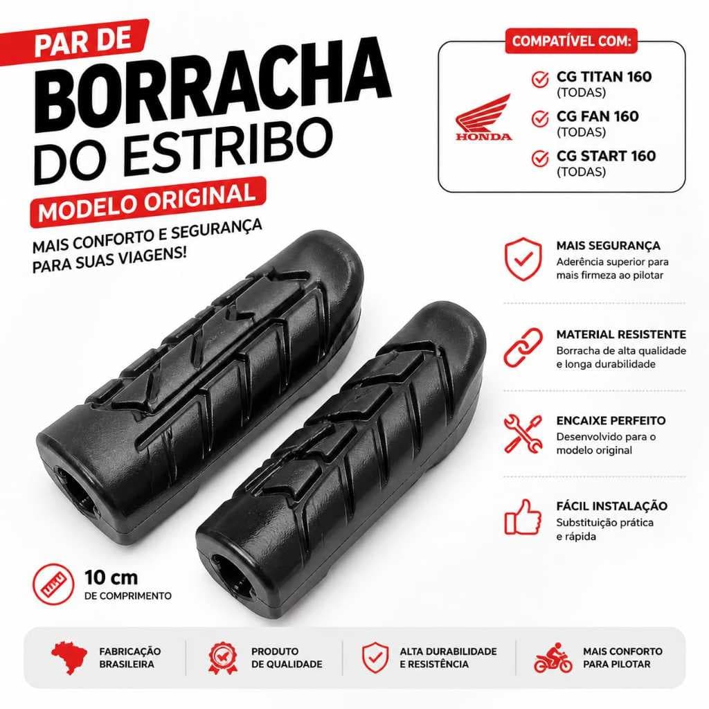 Par Estribo Pedaleira Borracha Honda Cg Titan Fan Start160