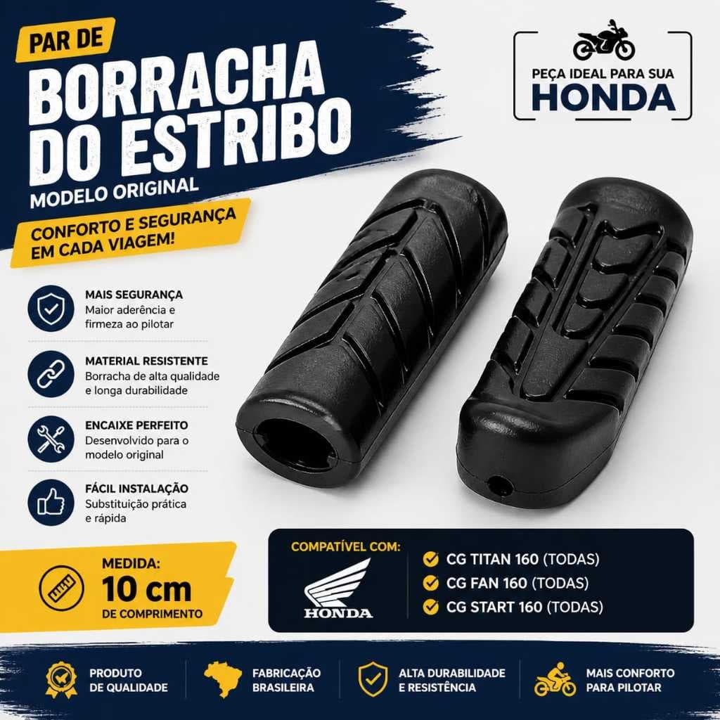 Estribo Pedaleira Moto Borracha Titan Cg Fan Start 160
