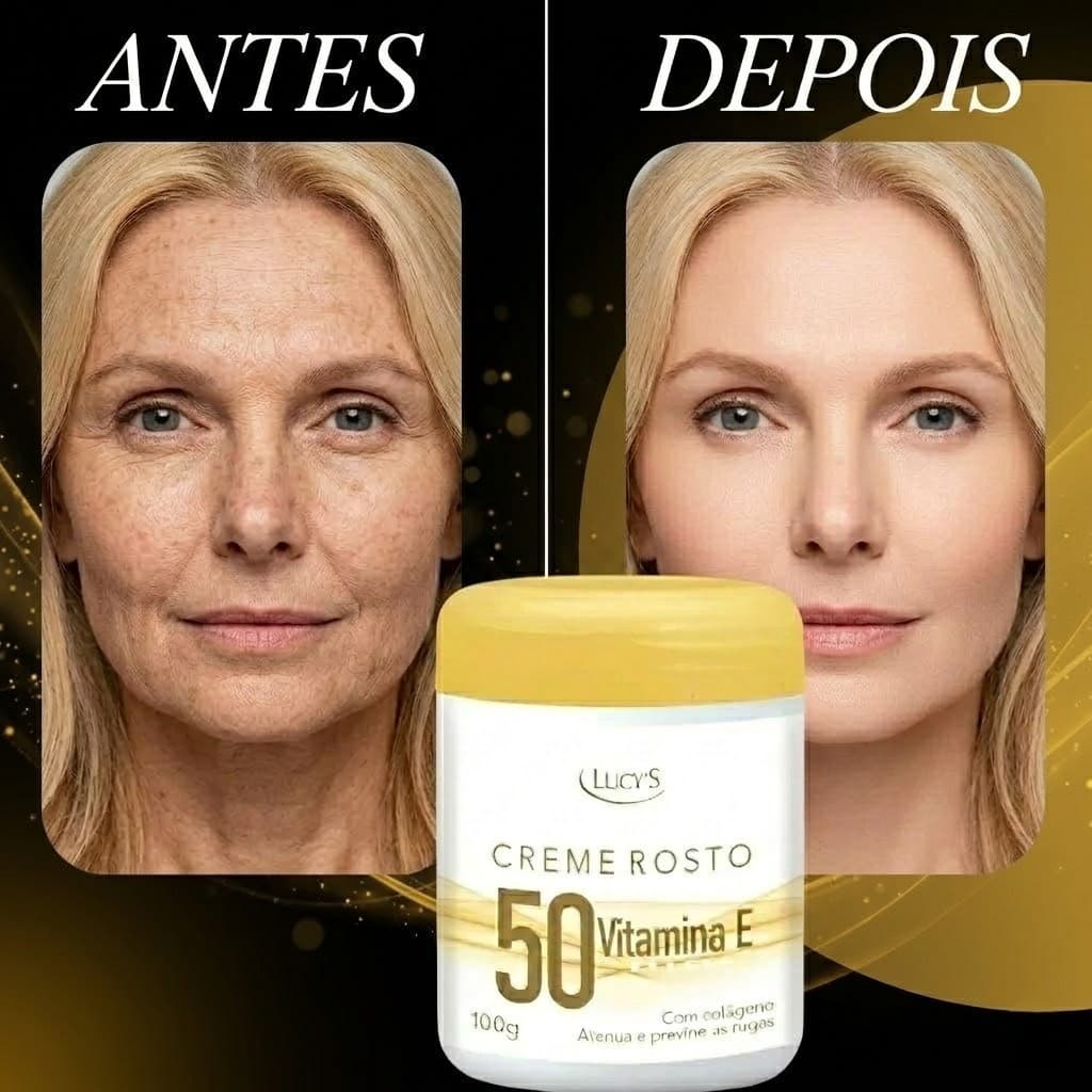 Creme Facial 50+ Antirrugas com Colágeno e Vitamina E Antissinais e Antirrugas - 100g Lucy's
