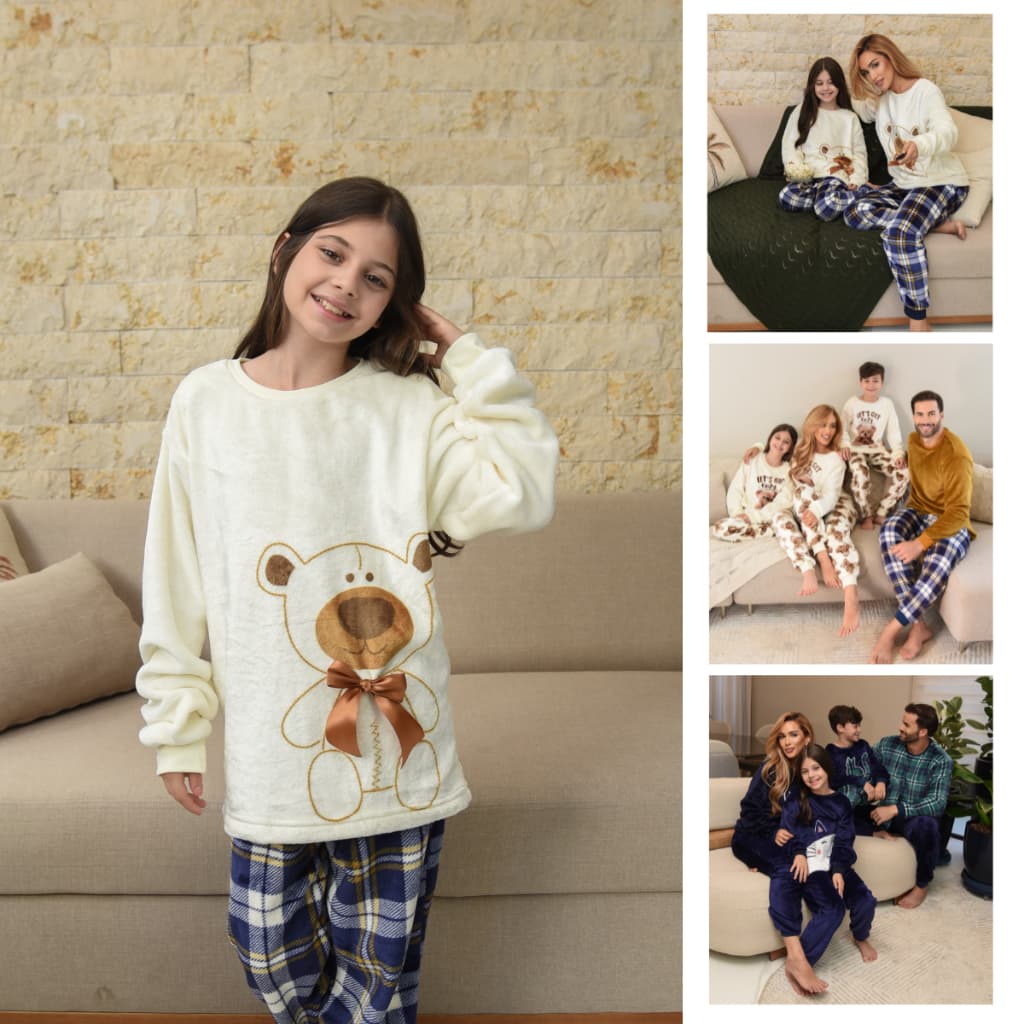 Pijama Infantil Feminino Inverno Fleece de frio soft plush flanelado grosso felpudo peluciado