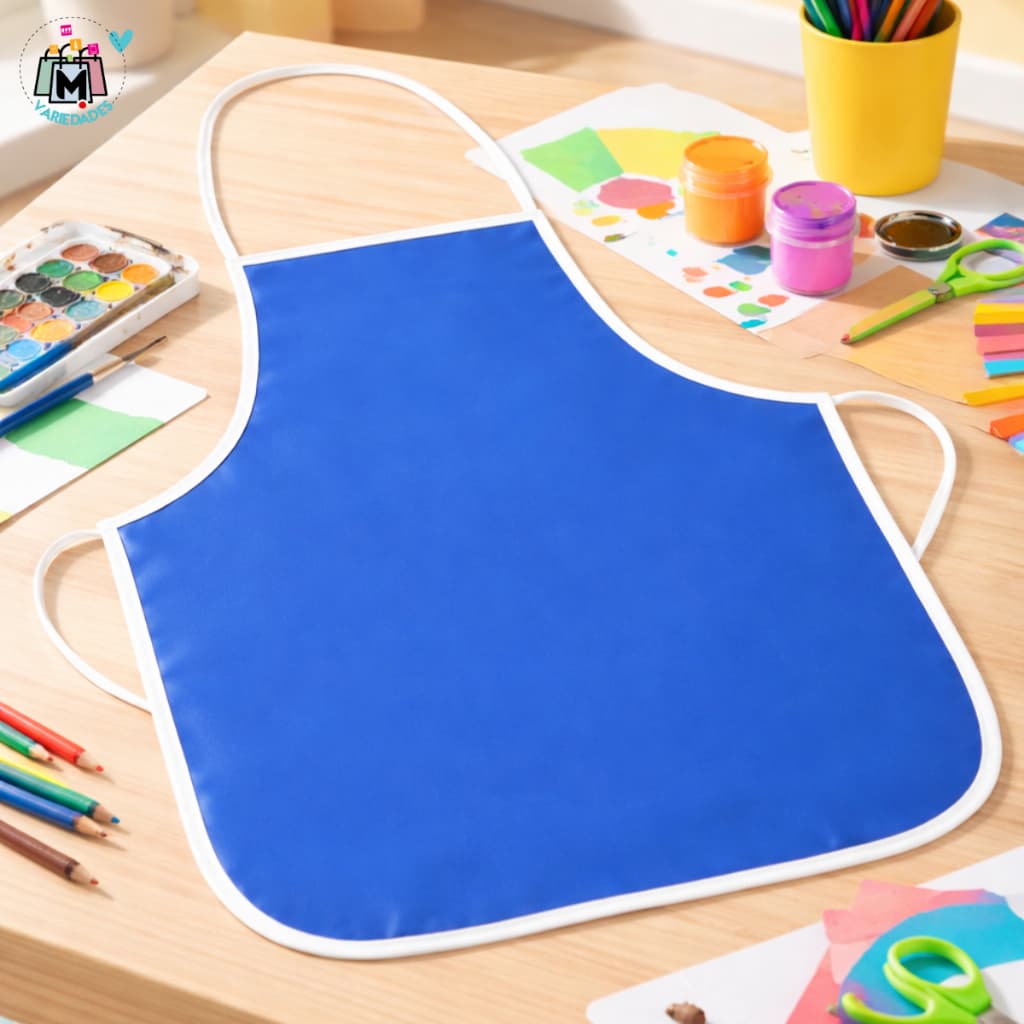 Avental Infantil Impermeável Escolar Proteção Pintura Cozinha Resistente Azul
