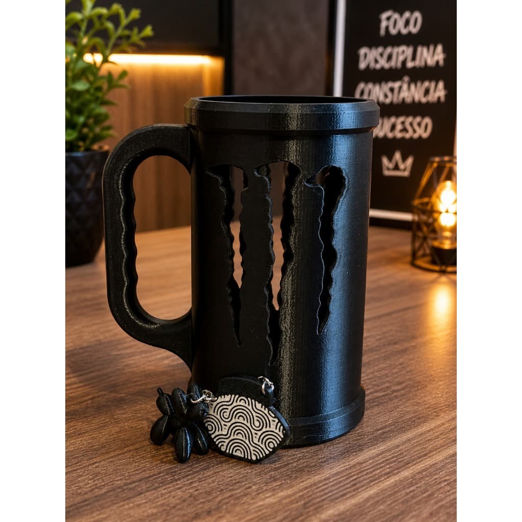 Copo Porta Lata Monster Com Chaveiro Abridor Personalizado Energético Com Abridor Chaveiro
