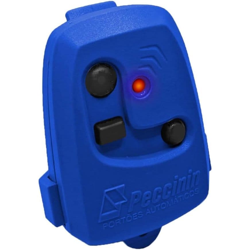 Controle Portão Peccinin TX 3C MEMB 100 Azul 433MHz 3 Canais Alta Segurança Longo Alcance