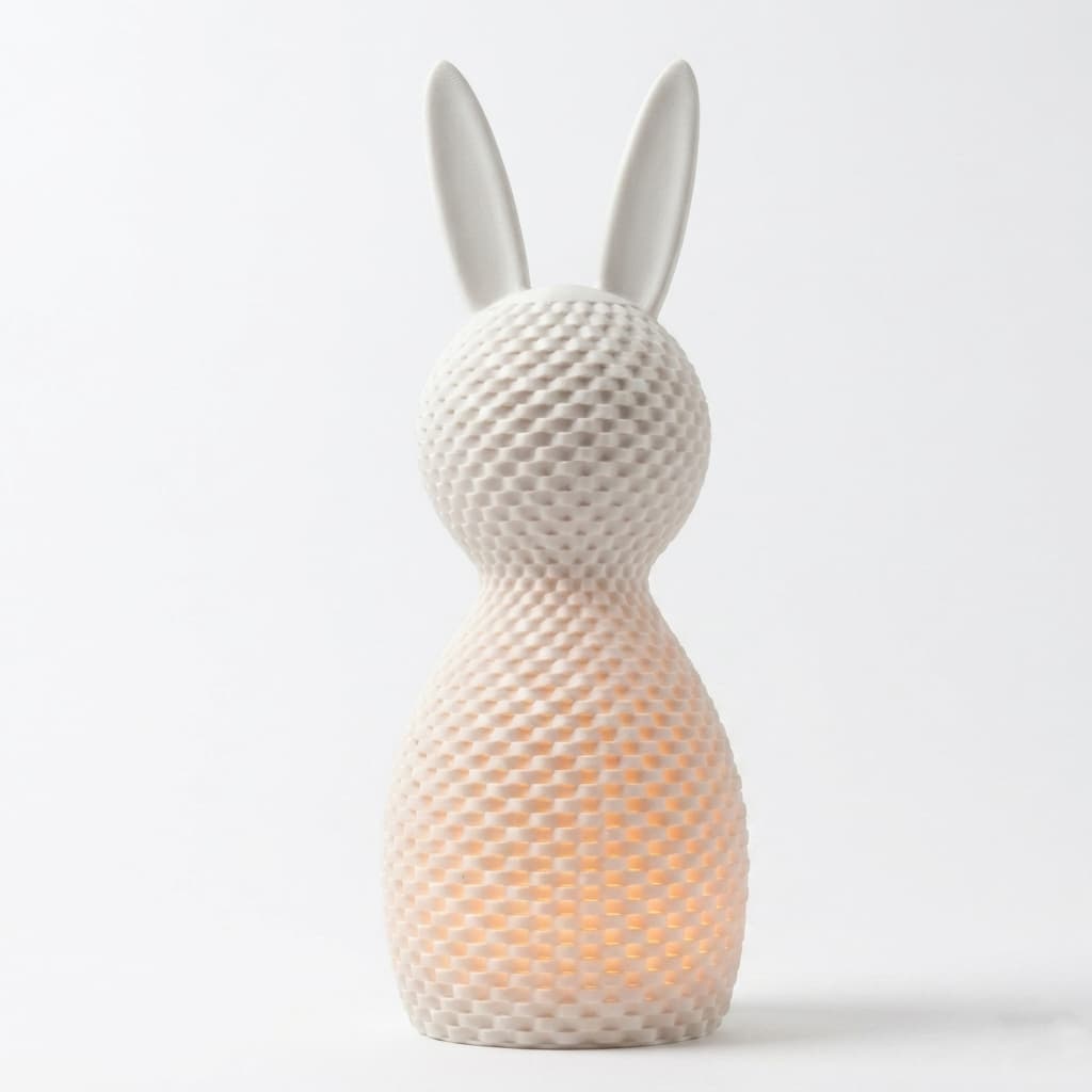 Luminária de Coelho Decorativa 24,5cm Casa Escritório Branca Com LED USB Incluso 110v Premium Abajur