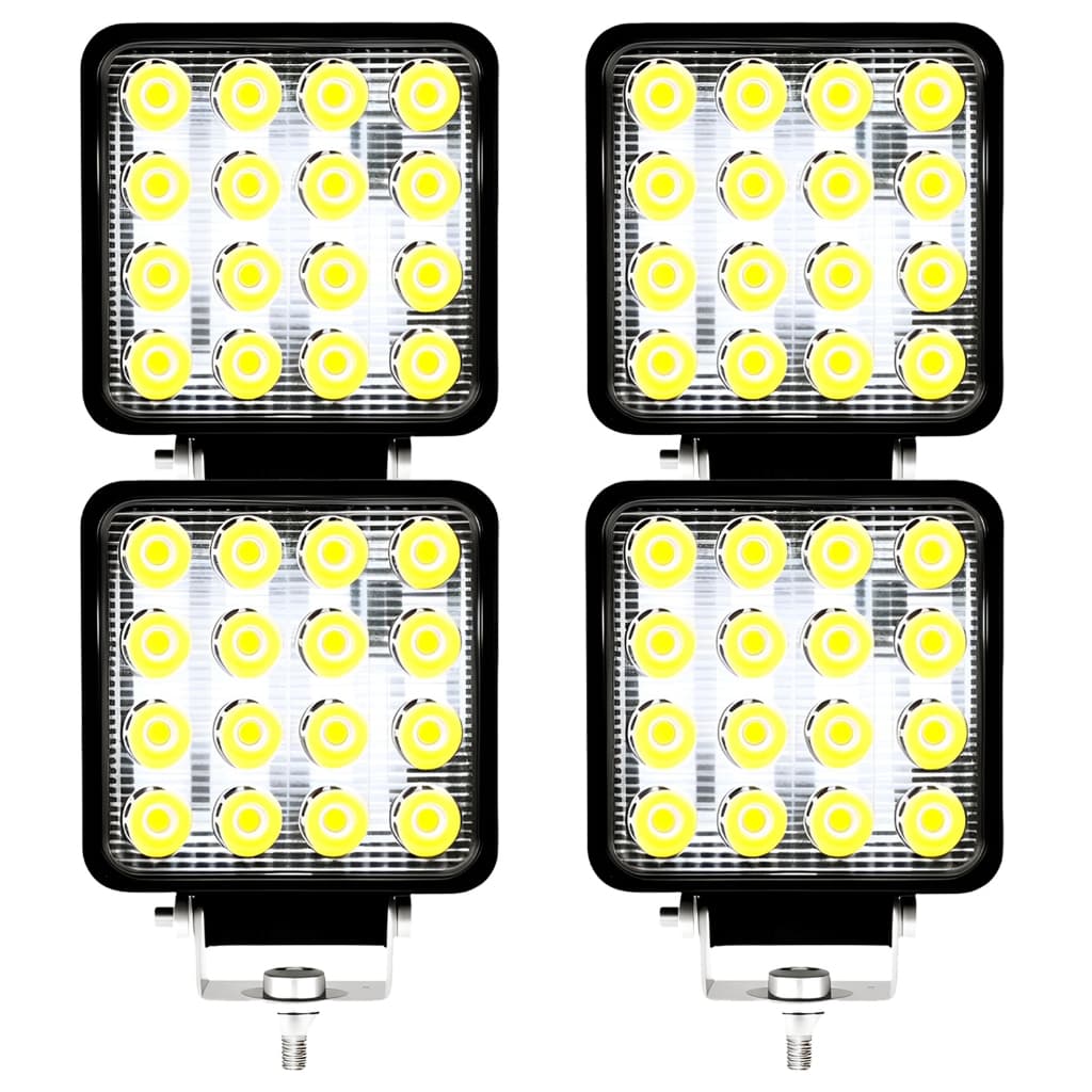 Kit 4 Farol Milha 16 Led 48w 12v/24v Quadrad Off-road 6000k