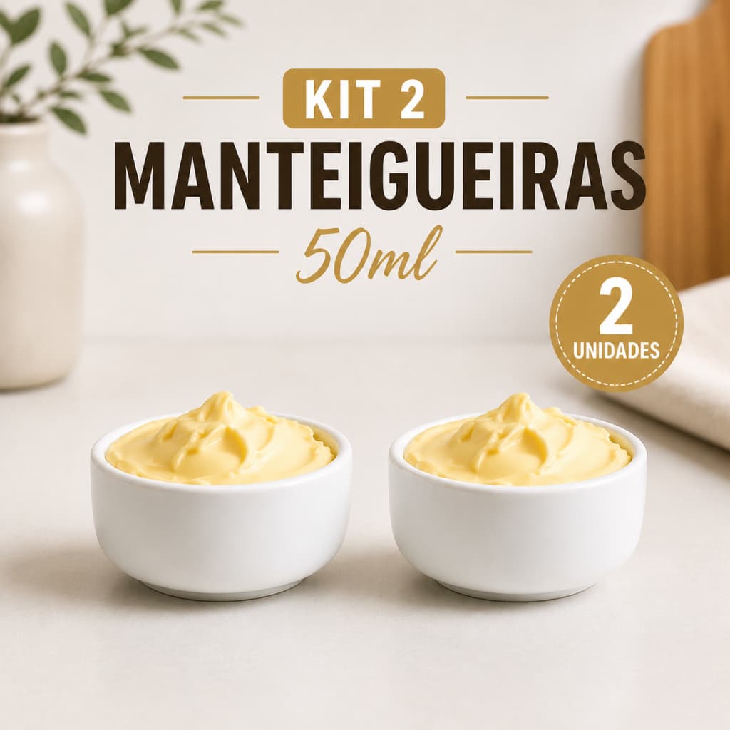 Kit 2 Manteigueiras Porcelana 50ml Porta Patê Café da Manhã Hotel Padaria