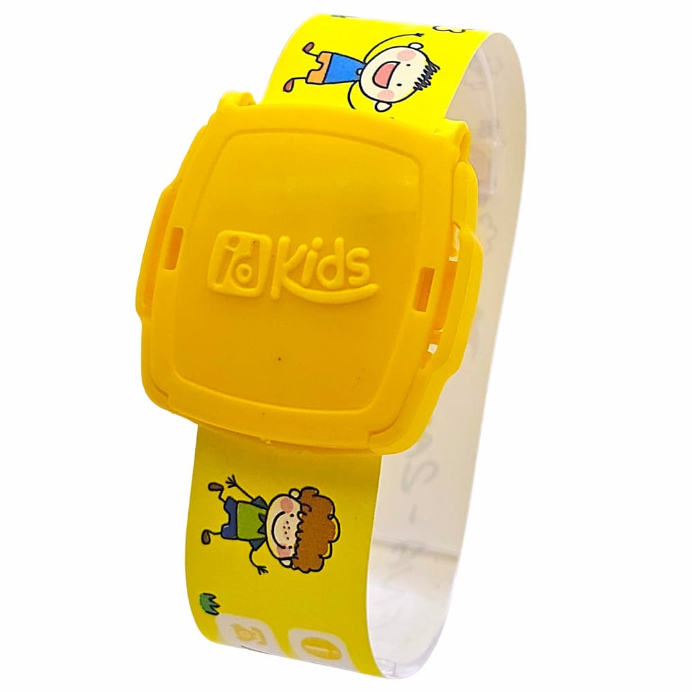 Pulseira de Identificação Infantil IDKIDS AMARELA Viagem Praia Aeroporto
