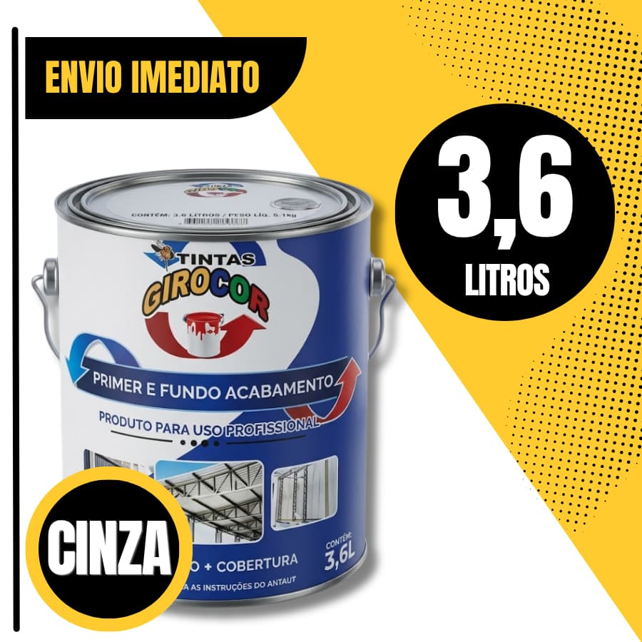 Zarcão Primer 3,6 Litros Fundo Preparador Linha Premium Cinza Médio