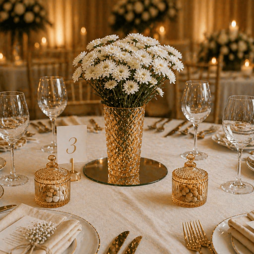 Kit Vaso Decorativo Âmbar com 2 Potiches Cristal Luxo Vidro Lapidado Elegante Casa