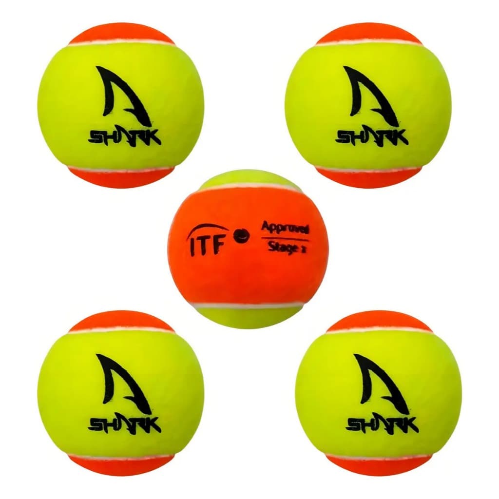 Kit c/ 5 Bolinhas Beach Tennis Shark Profissional Bola ITF Approved Stage 2