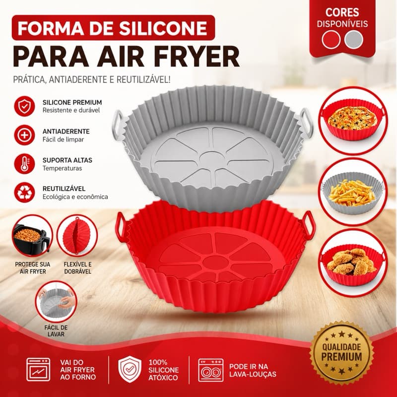 Forma para Air Fryer de Silicone Antiaderente - Sem Sujeira