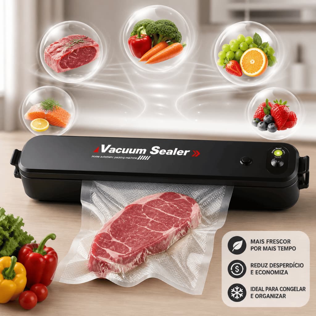 Embaladora Seladora A Vácuo Portátil Alimentos E Selagem Portátil Compacta Conserva Carne Frutas