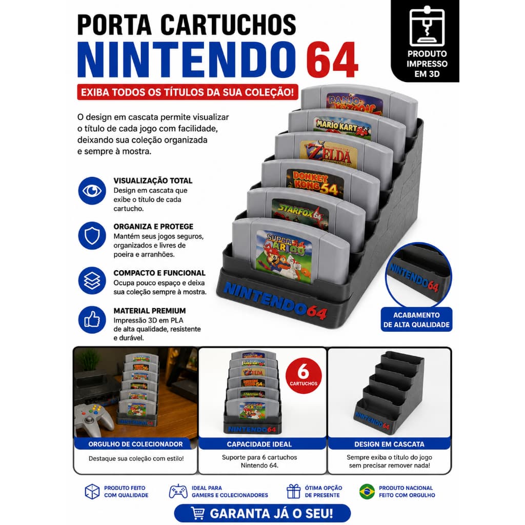 Porta Cartuchos Nintendo 64