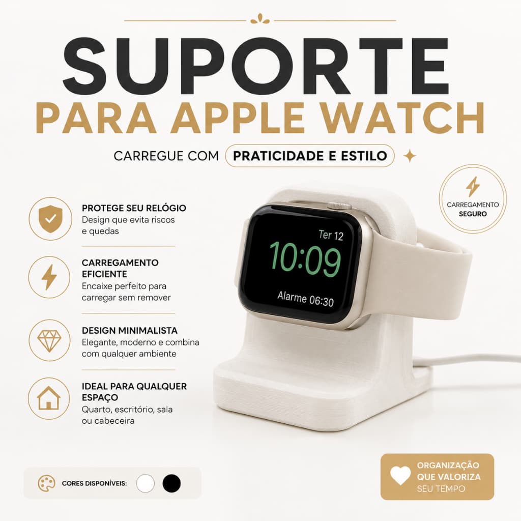 Kit  Apple Watch Base Para Carregador Suporte Carregamento Bases Elegante Compatível  Vários Modelos