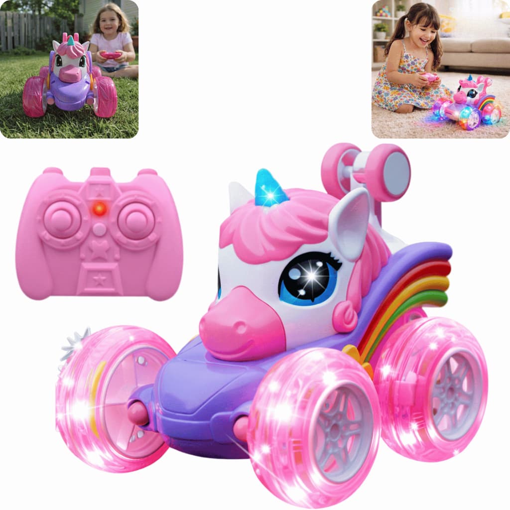 Carrinho Controle Remoto Unicórnio Acrobático 360° Com Luz Som Recarregável Brinquedo menina