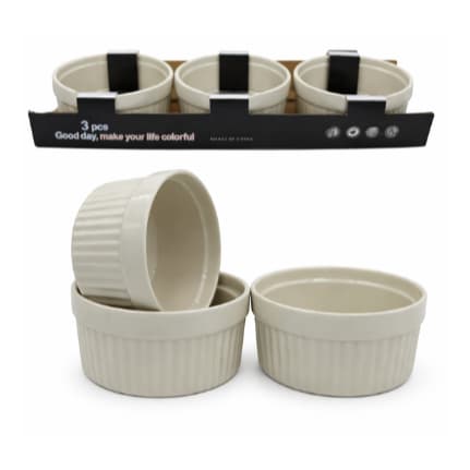 Kit 3 Ramekins de Cerâmica 220ml Para Souflé Creme Brûlée - Envio Rápido