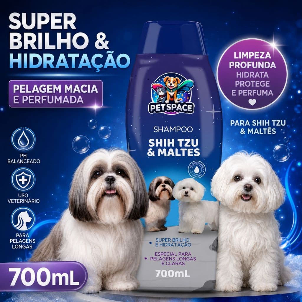 Shampoo Limpeza Delicada Shih-Tzu Filhotes Pet Space 700ml