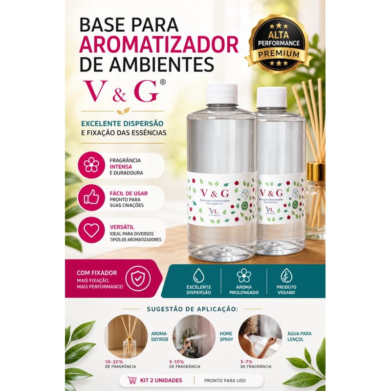 KIT 2 LITROS - Base Pronta para Aromatizante, Home Spray, Água De Lençol