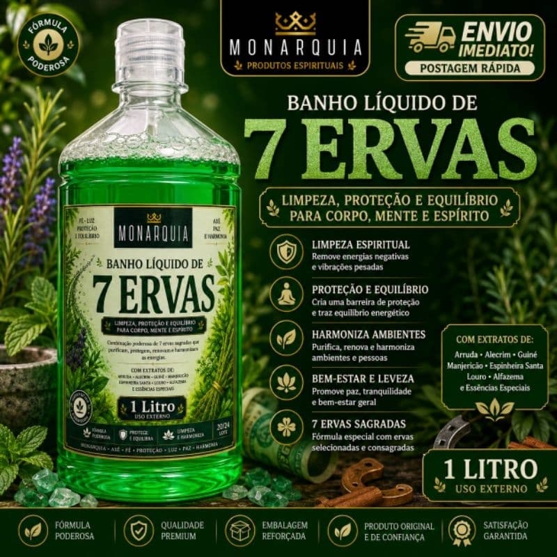 BANHO LÍQUIDO DE 7 ERVAS – 1 LITRO | MONARQUIA