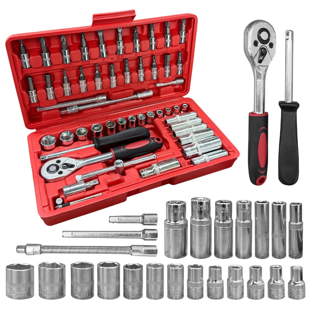 Kit Ferramentas 53 Peças Chave de Soquete 1/4" Automotivo Cr-V Maleta