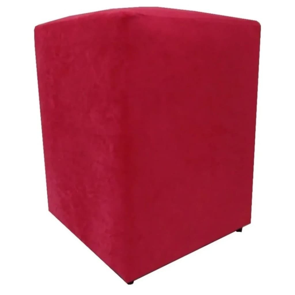 Puff Banquinho Quadrado Decoração / Uso - 45x34x34 - Suporta até 120 Kg - Vermelho