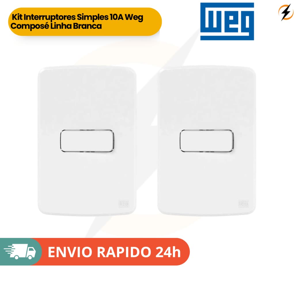 Kit 5 e 10  Interruptores Simples 10A Weg Composé Linha Branca
