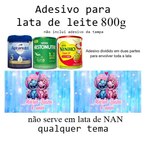 Adesivo pra lata de leite 800g