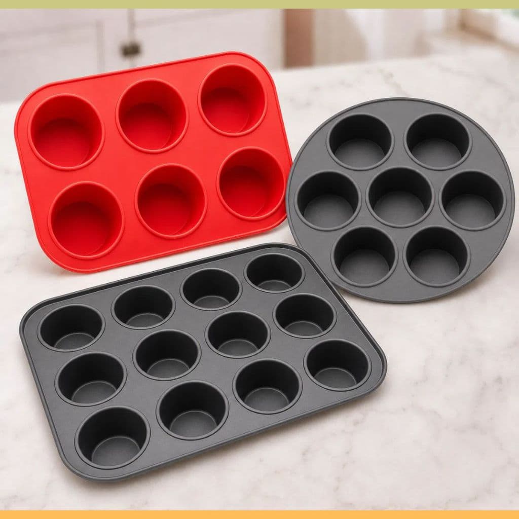 Forma Silicone Bolinho Muffin Empada Cupcake Assadeira Teflon Com Cavidades Air Fryer Forno