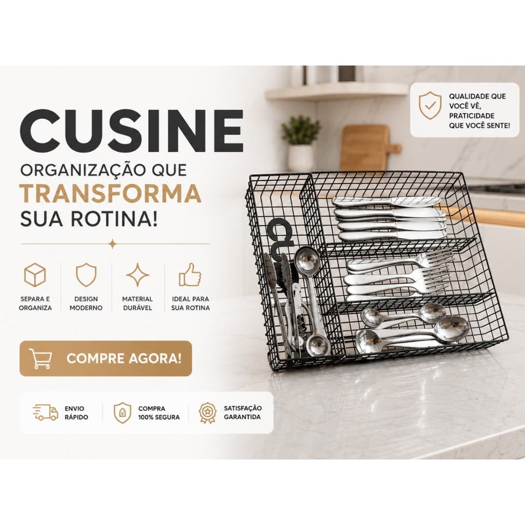 Organizador De Talheres Para Gaveta Divisória Em Metal - Prático e Eficaz