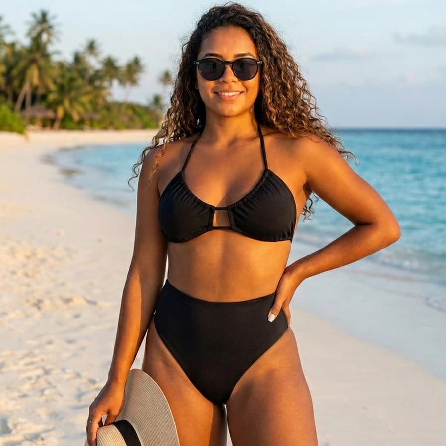 Biquíni Hot Pant com top Gringa Ajustável Preto - Luxo & Conforto Ray Cipry